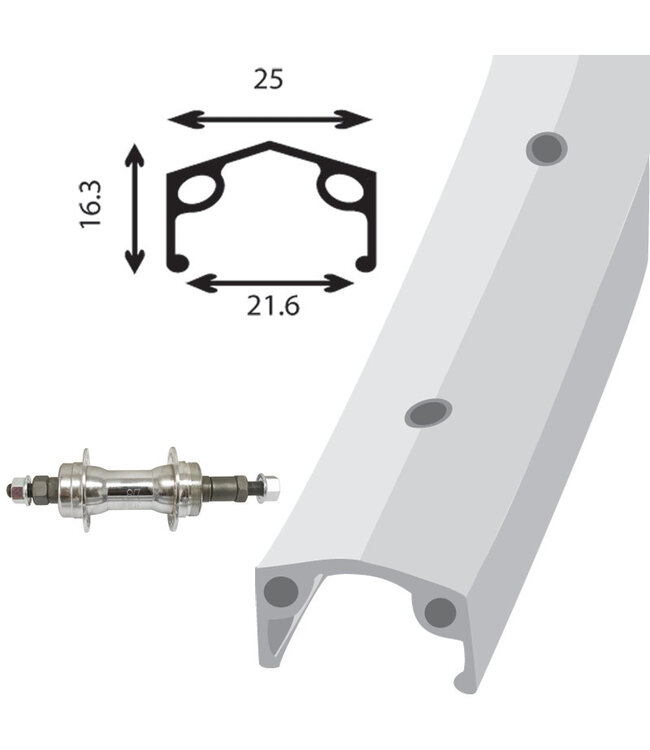 24" X 1.75 ALLIAGE ARGENT (SP) ARRIÈRE / MOYEU ACIER ROUE-LIBRE ÉCROU DE DAMCO