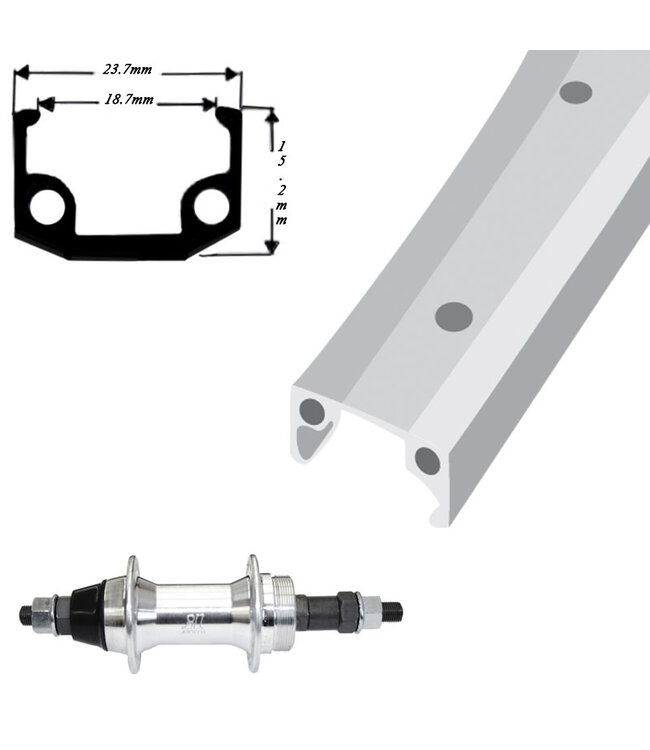 27" X 1¼" ALLIAGE ARGENT (SP) - ARRIÈRE / MOYEU ALLIAGE ROUE-LIBRE ÉCROU DE DAMCO