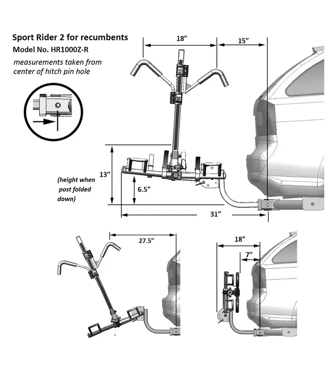 Hollywood Racks Sport Rider (1.25-2") Hitch Mount Rack (HR1000R)