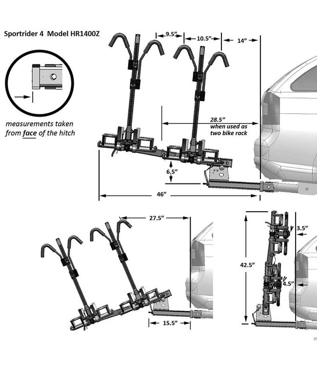 Porte-vélos pour attelage (2") Sport Rider SE4 (HR1400Z) de Hollywood Racks