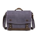 Davan Designs Messenger Bag Grey Canvas w Leather Trim