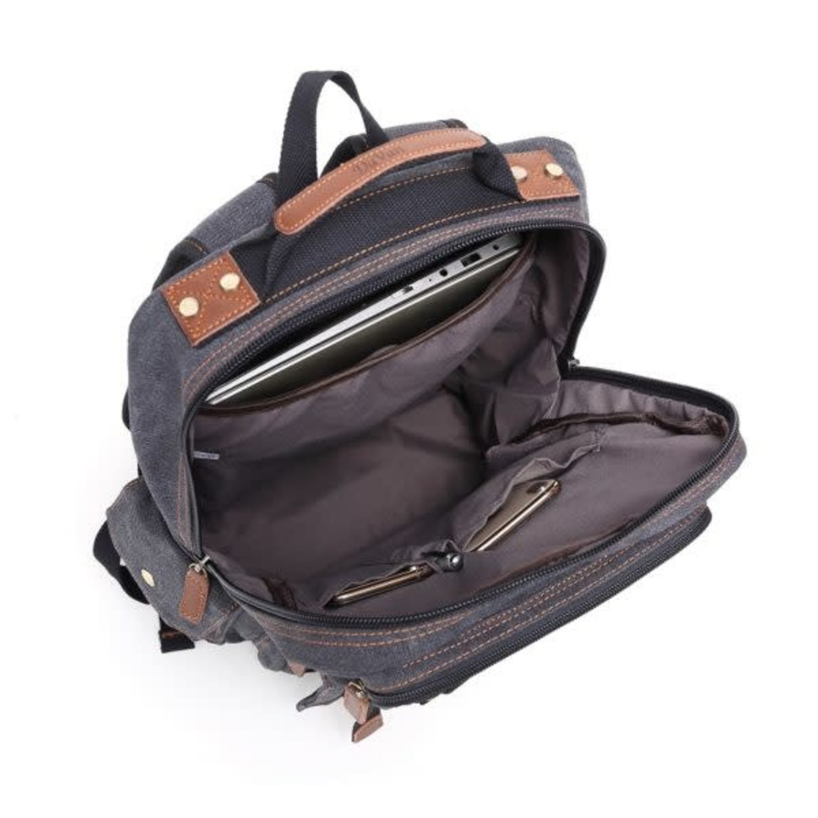 Davan Designs Backpack Black Canvas w Multi-Pockets
