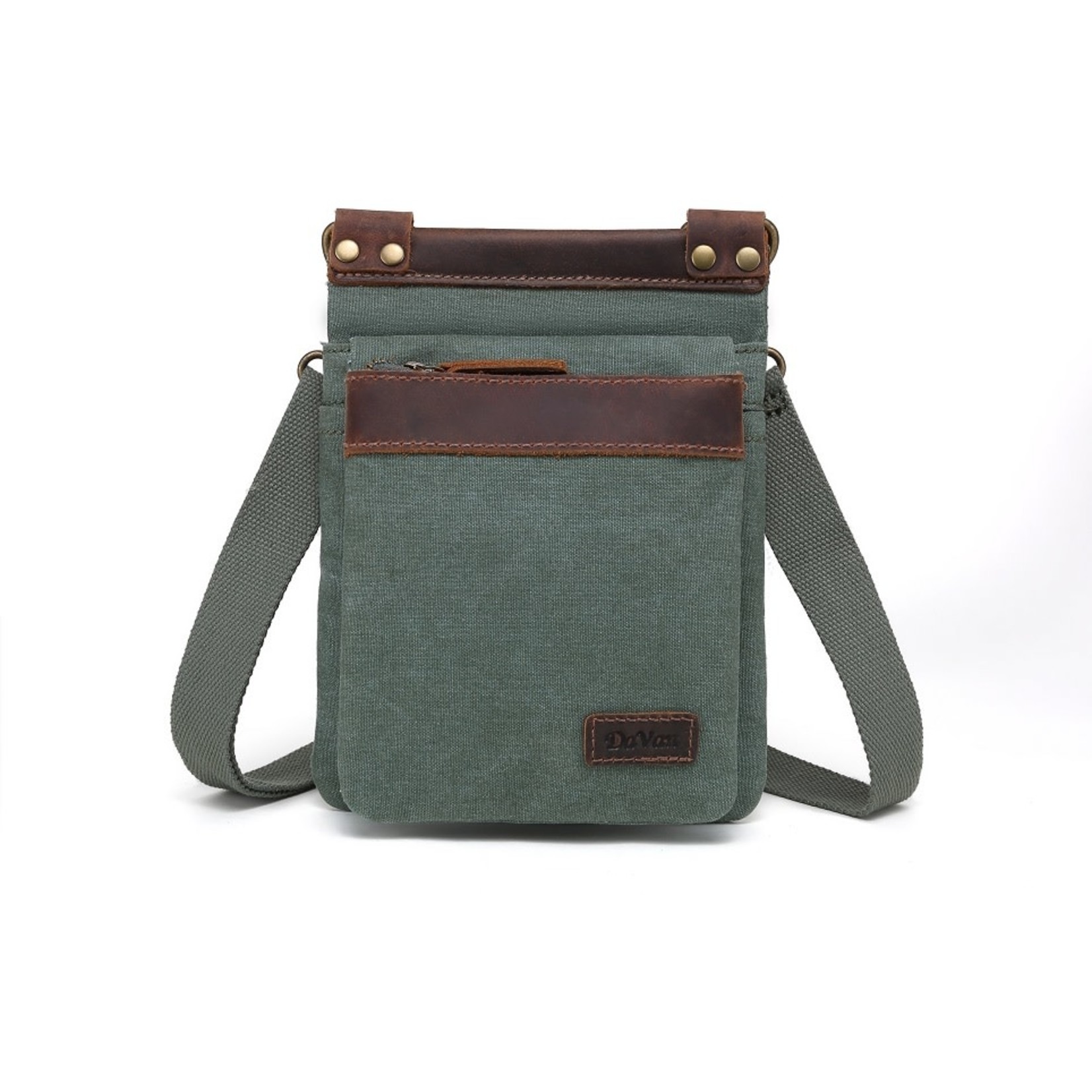 Davan Designs Shoulder Bag Turquoise Canvas w Hidden Pocket & Leather Trim