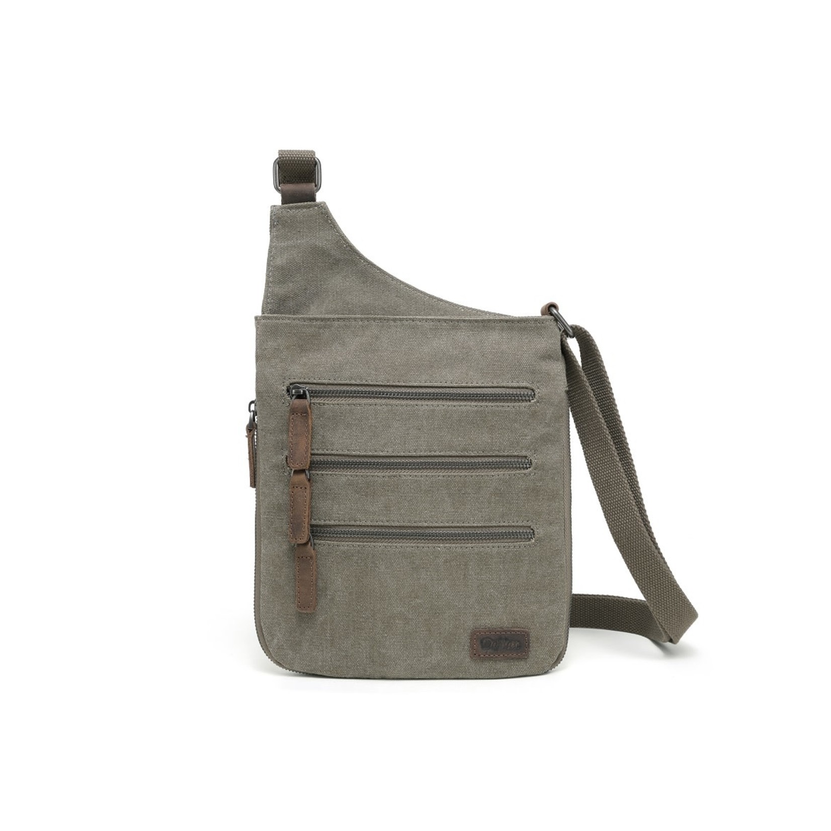 Davan Designs Crossbody Shoulder Bag Green  Canvas w 3 Front Zippers