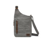 Davan Designs Crossbody Shoulder Bag Charcoal Canvas w 3 Front Zippers