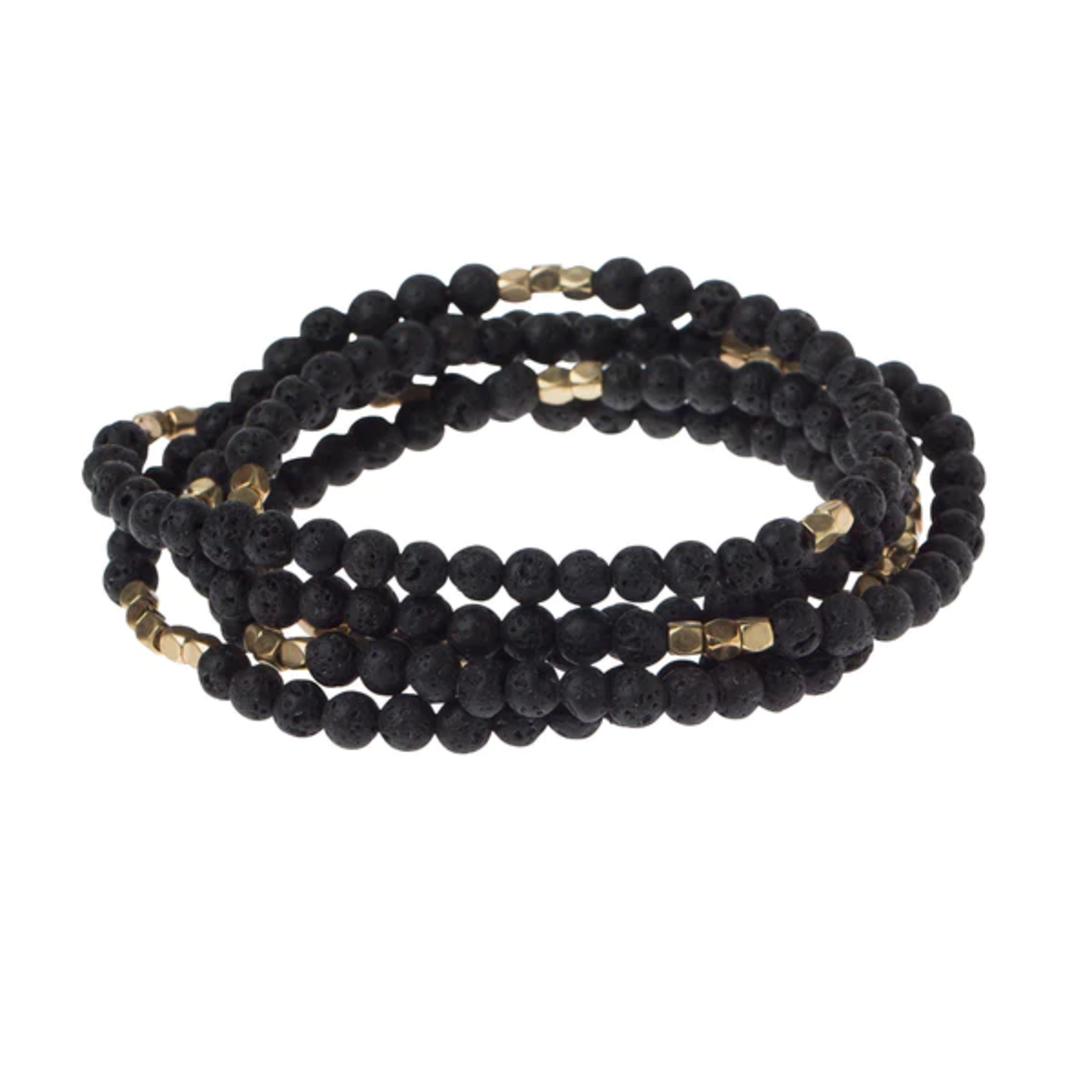 Scout Wrap Bracelet/Necklace Black Lava Stone - Stone of Strength