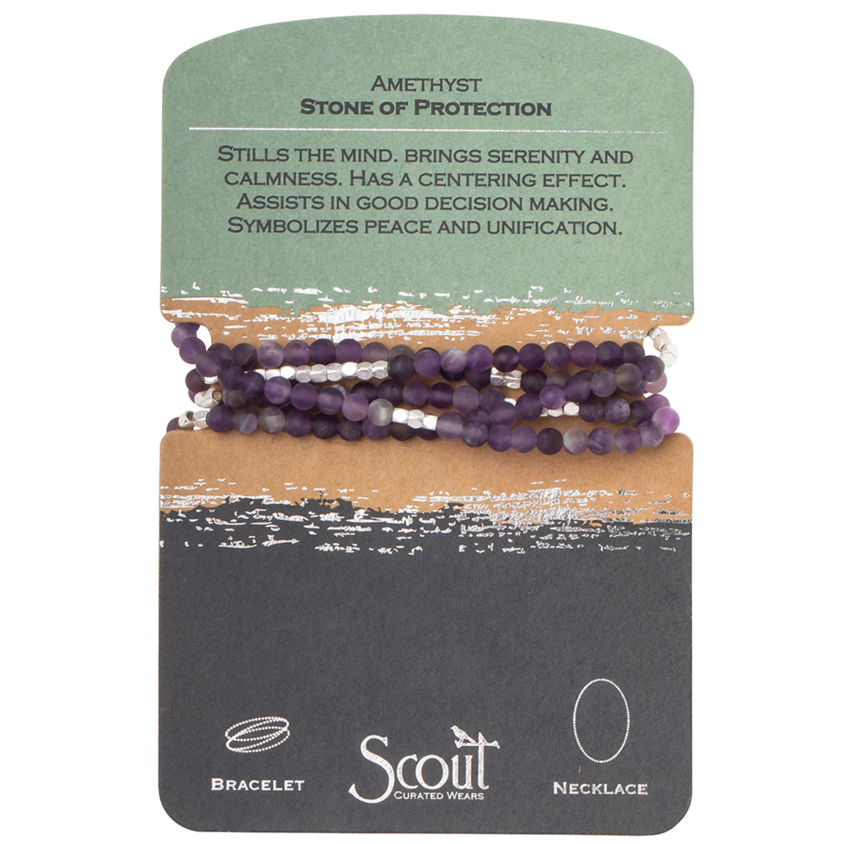 Scout Wrap Bracelet/Necklace Amethyst - Stone of Protection