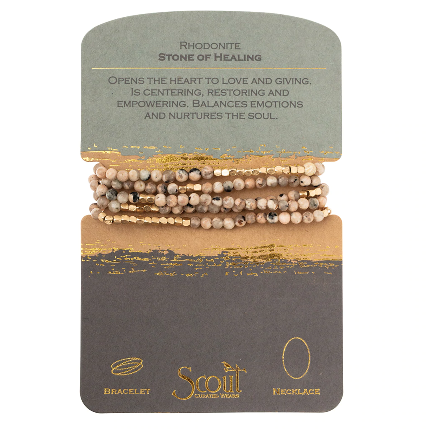 Scout Wrap Bracelet/Necklace Rhodonite - Stone of Healing