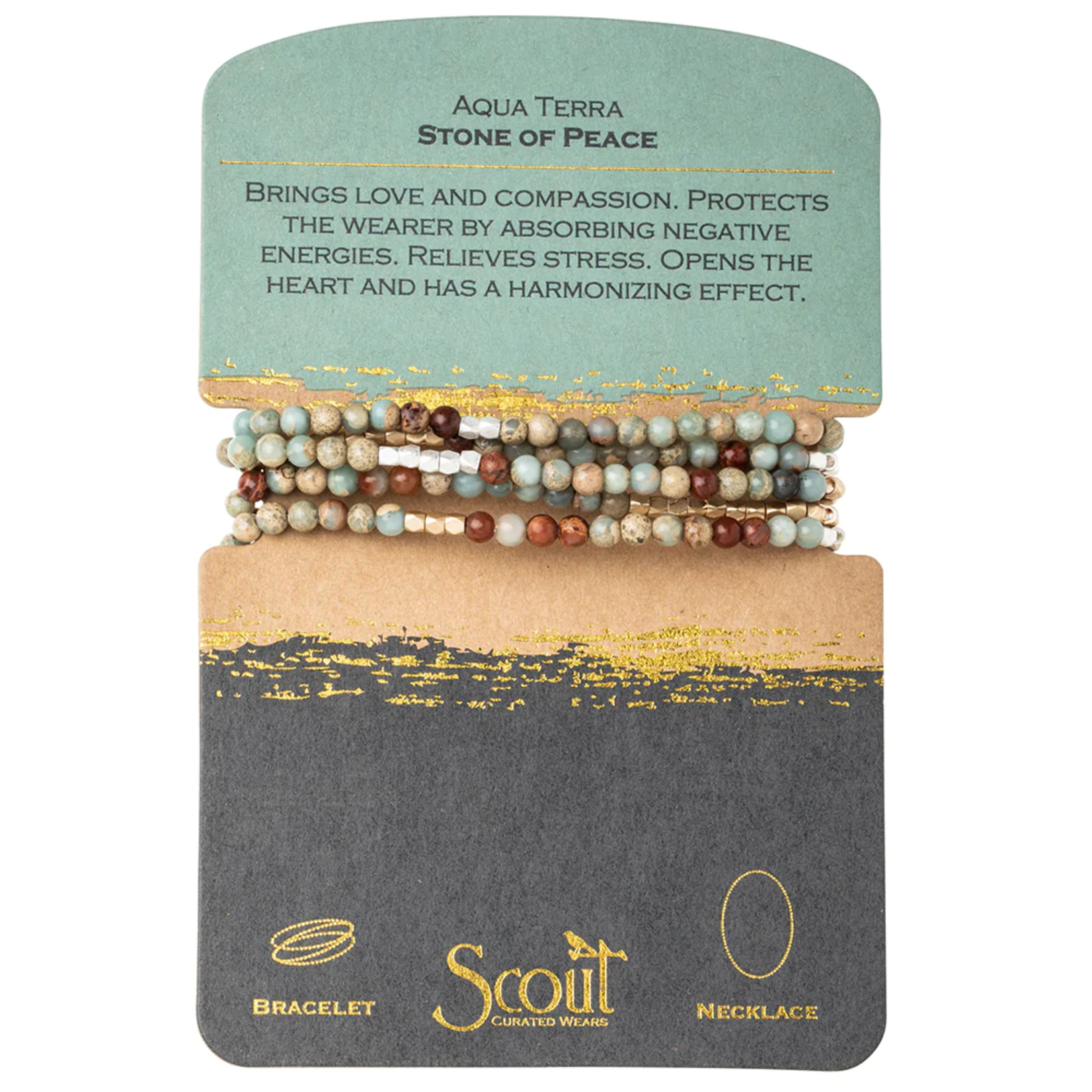 Scout Wrap Bracelet/Necklace Aqua Terra - Stone of Peace