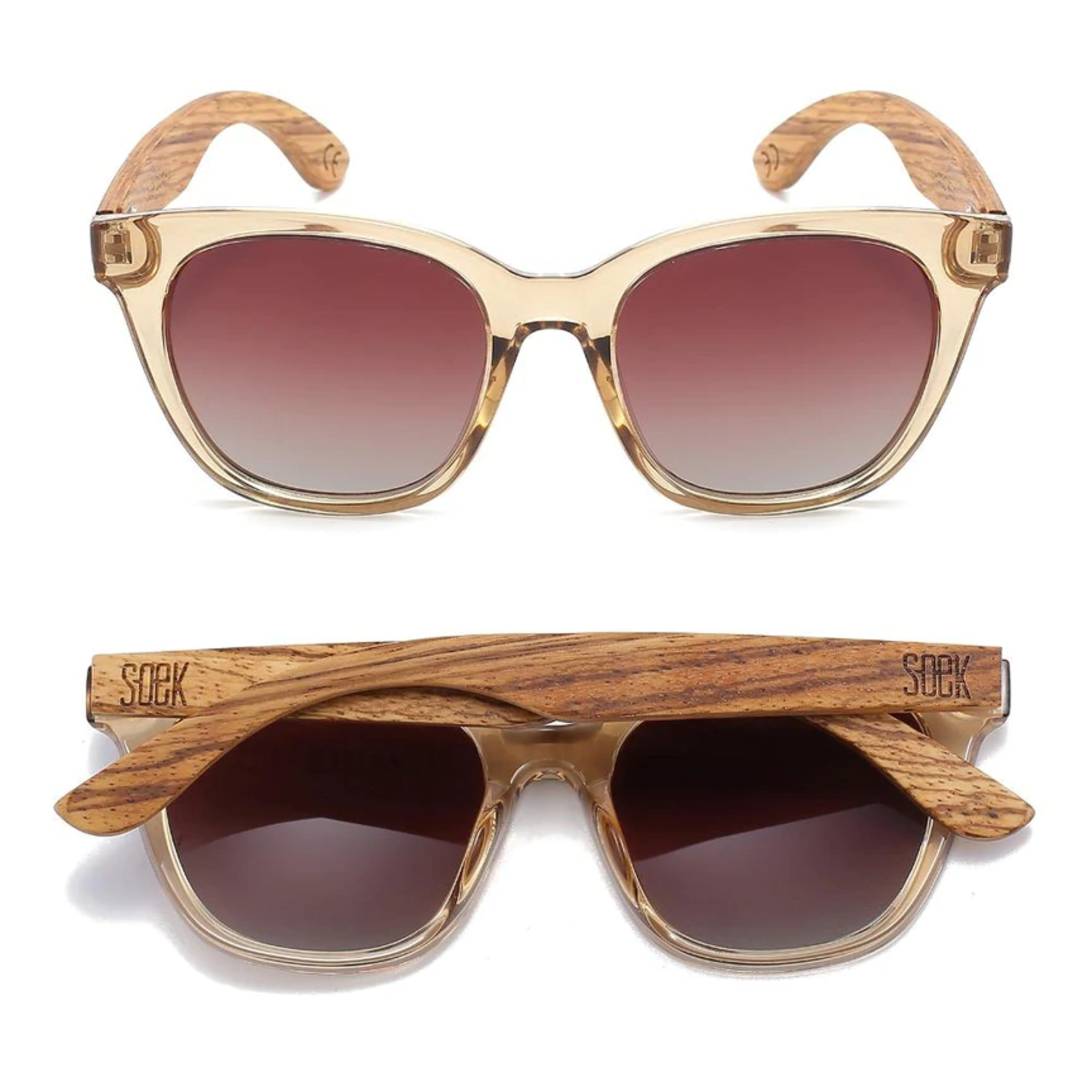 Soek Sunglasses Champagne w Walnut Arms - Lila Grace