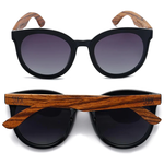 Soek Sunglasses Midnight Black w Walnut Arms - Bella