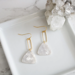 Tish Jewelry Earrings Gold White Pearl Acetate Triangle
