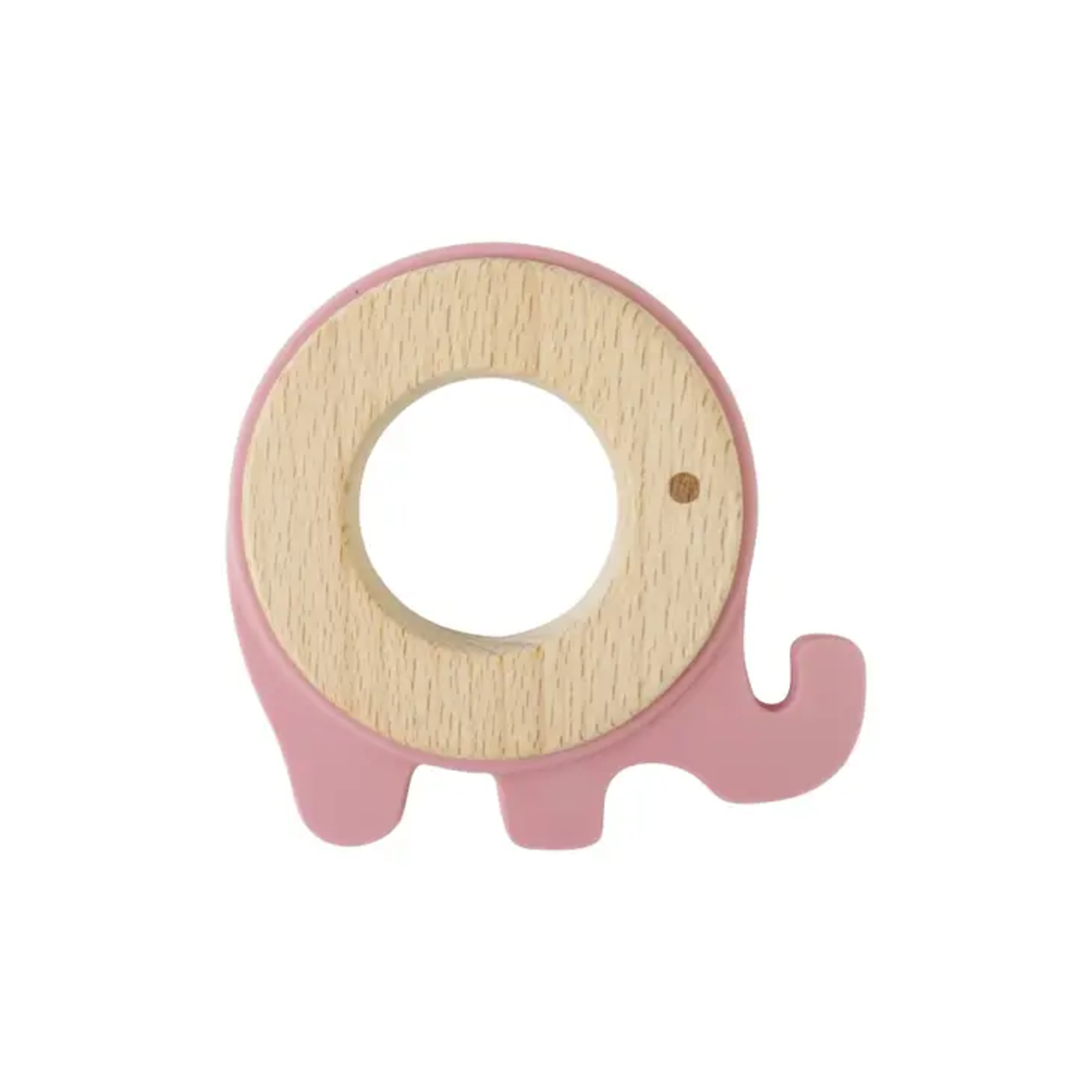 Wooden Elephant Teether - Dusty Rose