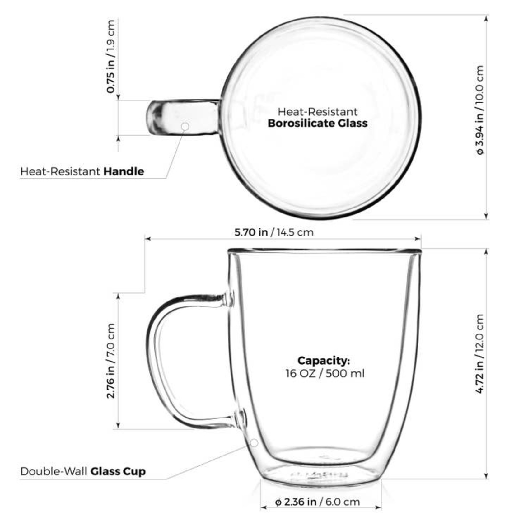 Mug Double Wall Glass - Set of 2