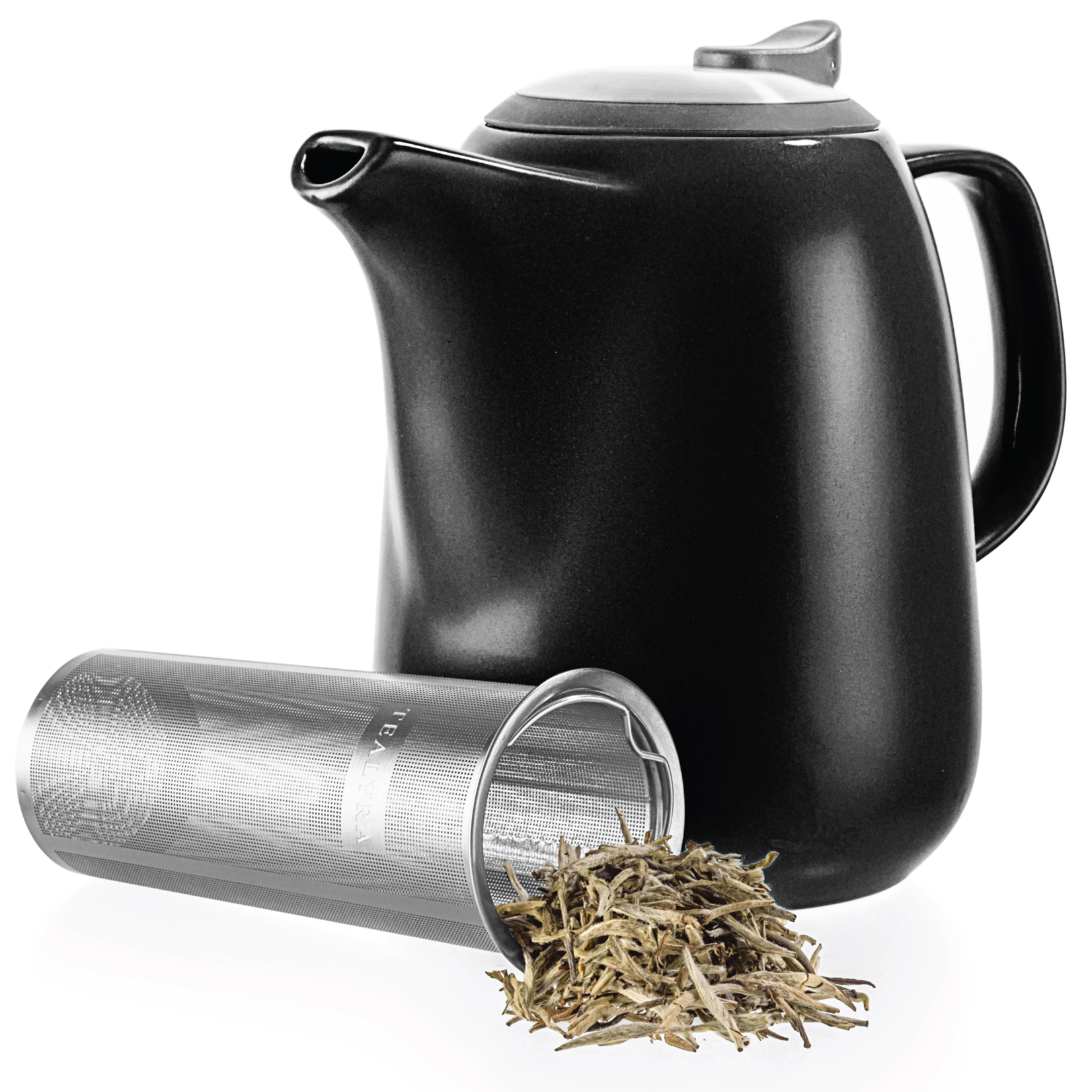 Teapot Black Porcelain w Infuser - 47oz