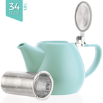 Teapot Turquoise Porcelain w Infuser - 34oz