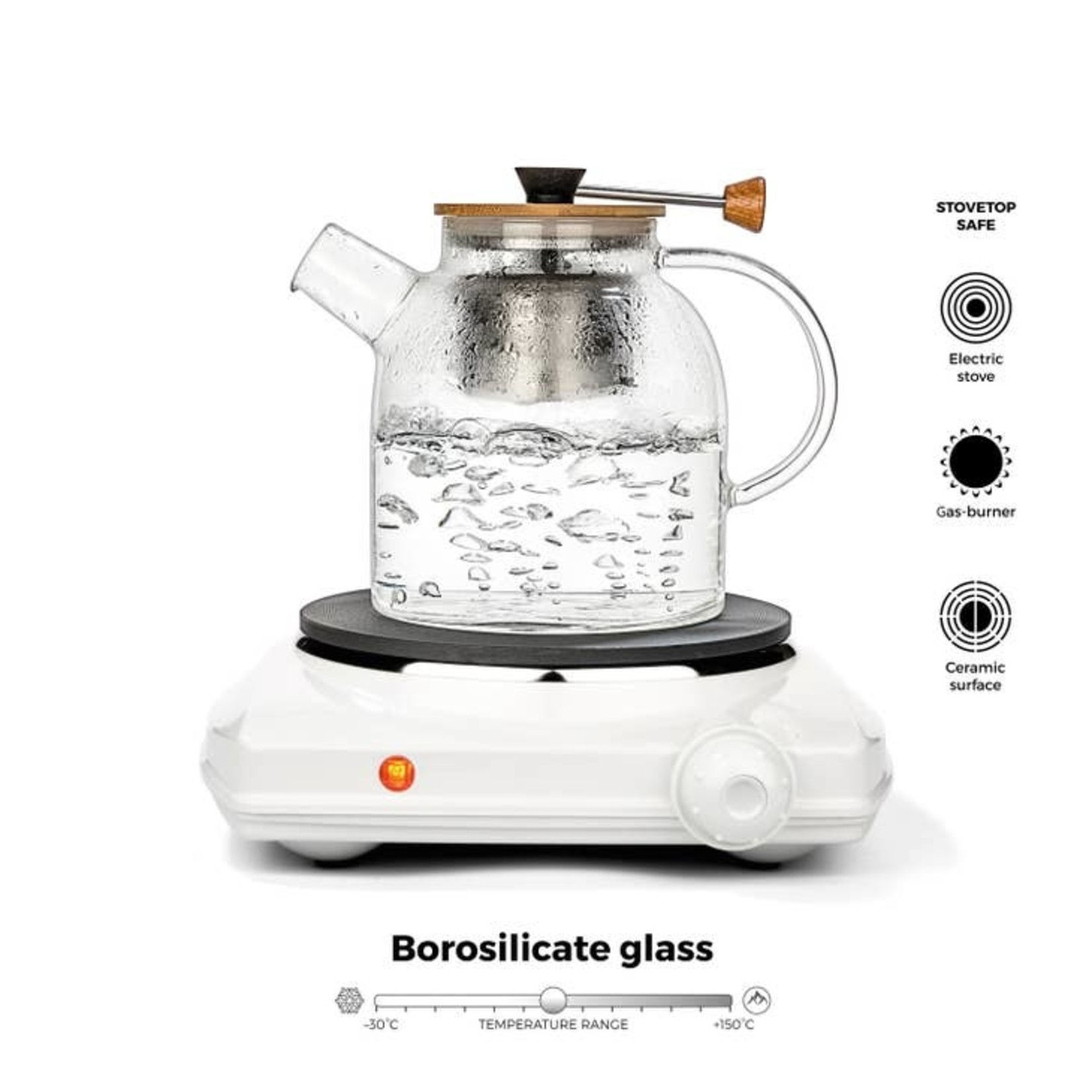 Teapot/Kettle Glass w Infuser - 47oz