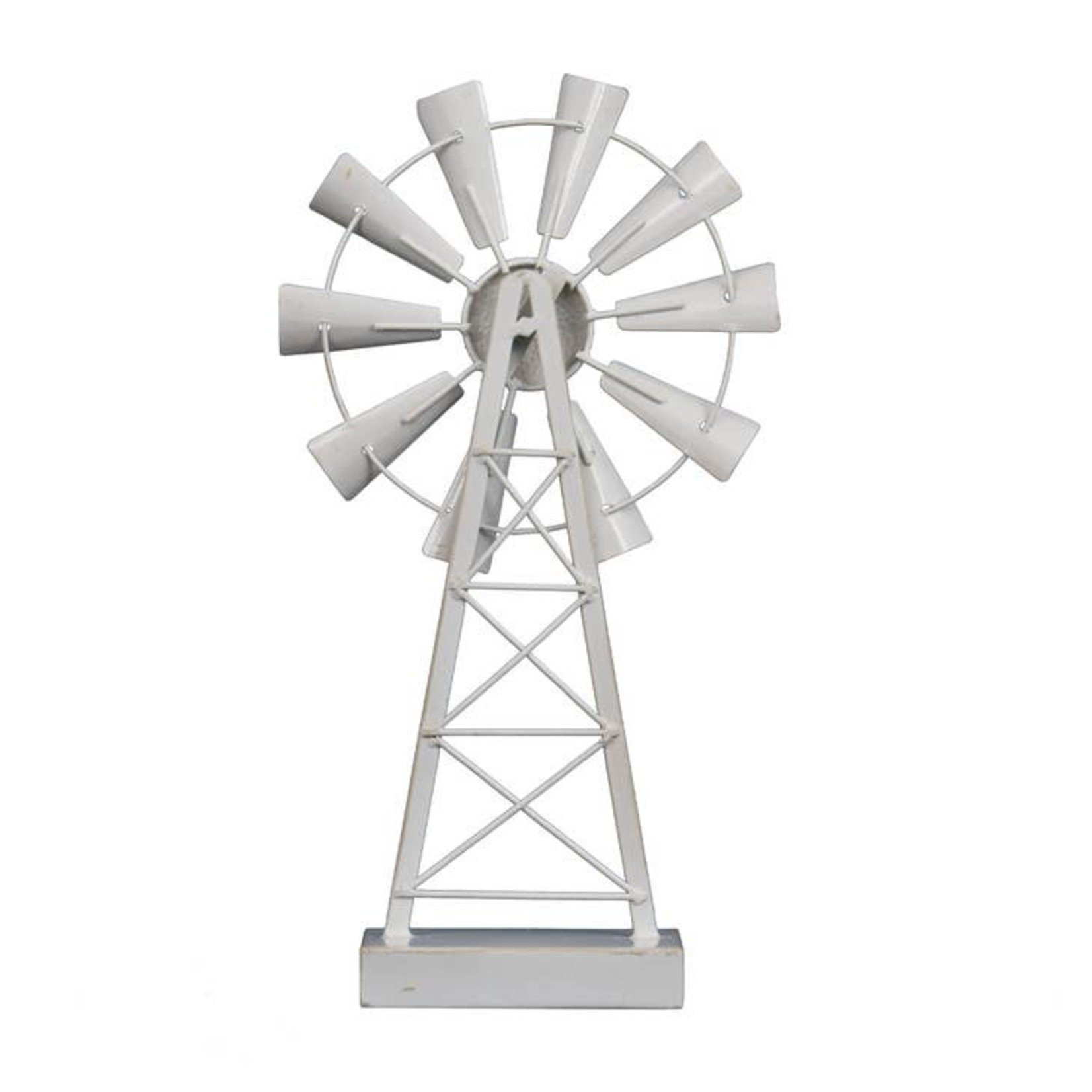 Metal Windmill Table Decor - White