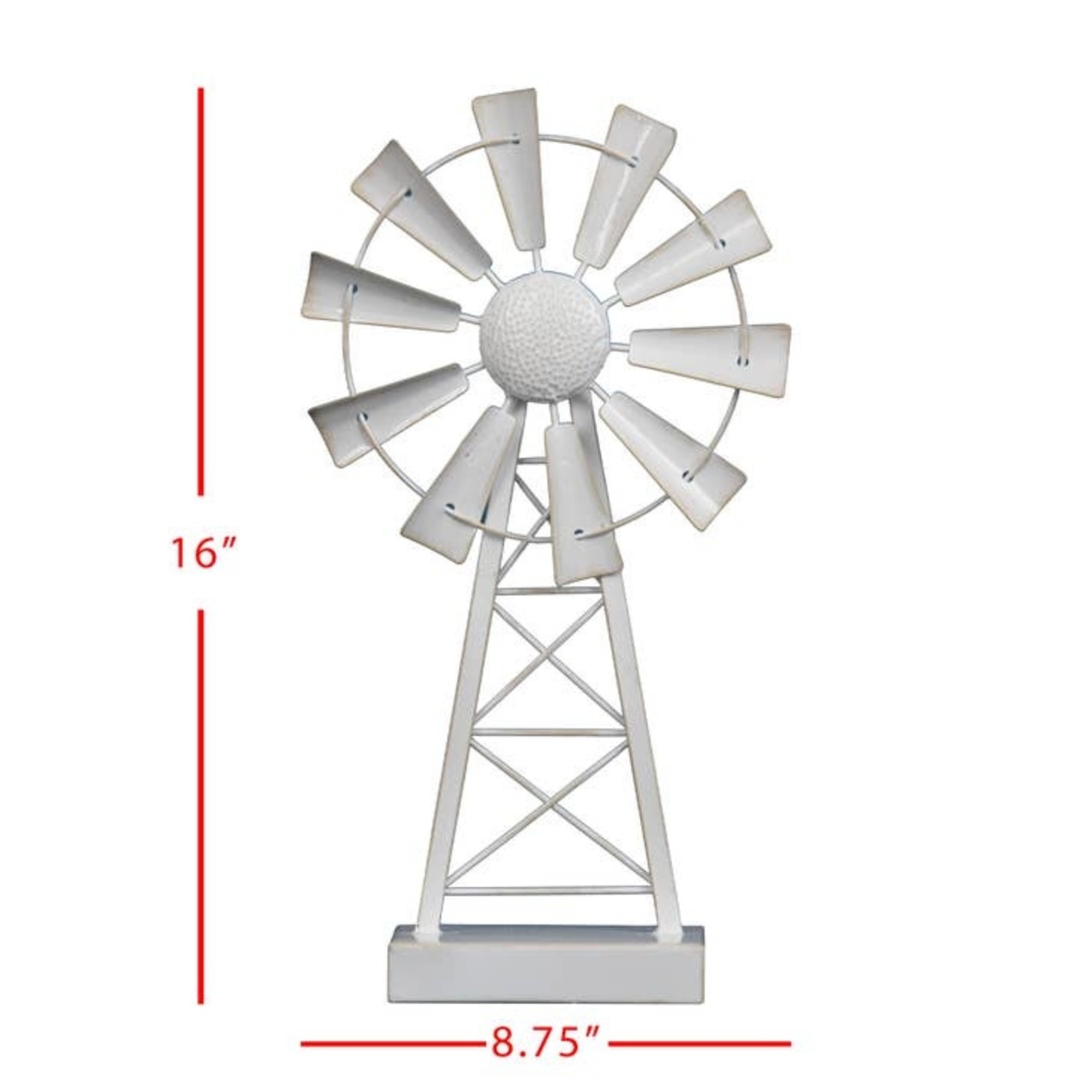 Metal Windmill Table Decor - White