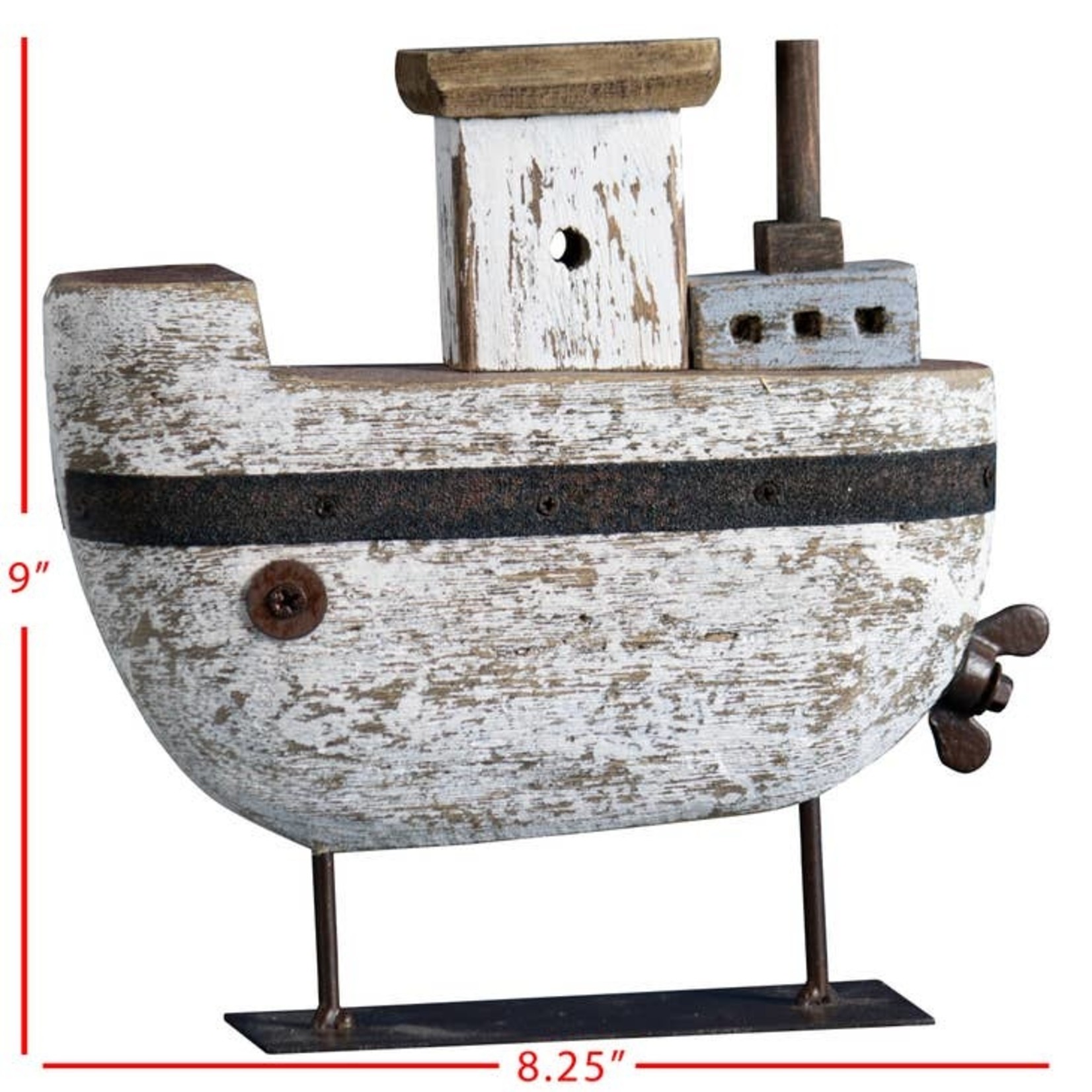 Rustic  Wood & Metal Tug BoatDecor