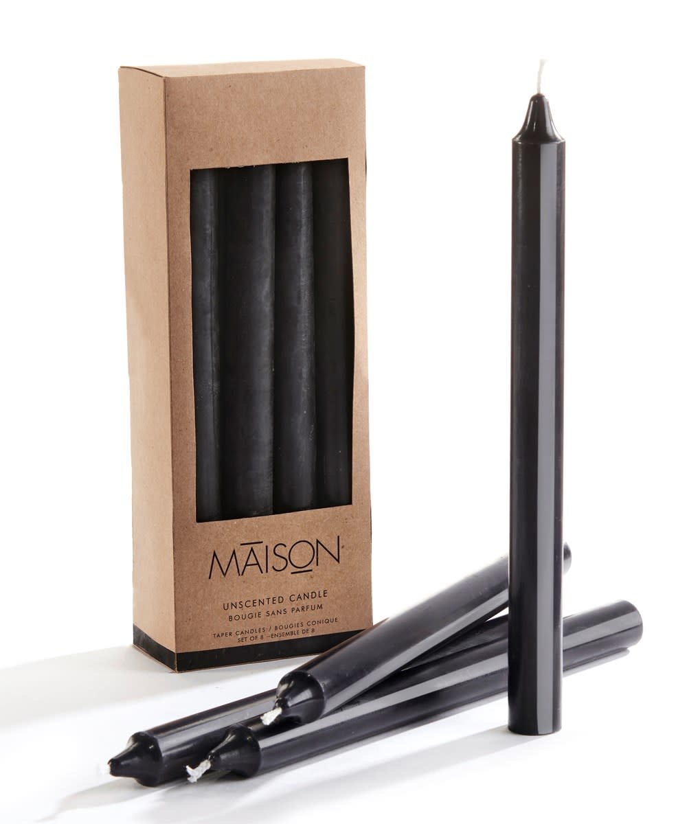 Taper Candles Black Set of 8 Copper Alley Gift Boutique