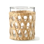 Candle Holder Glass w Straw - Large