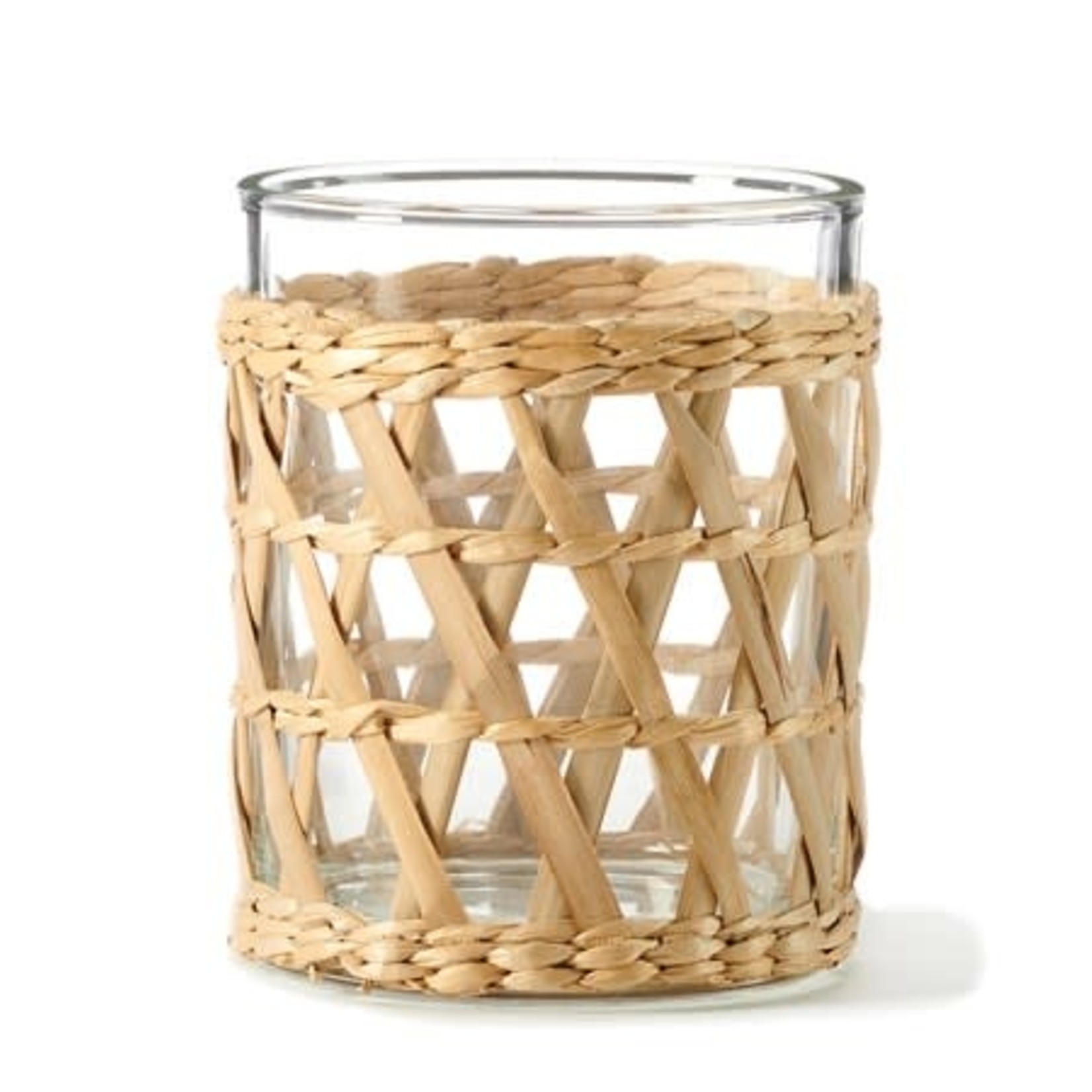 Candle Holder Glass w Straw - Large