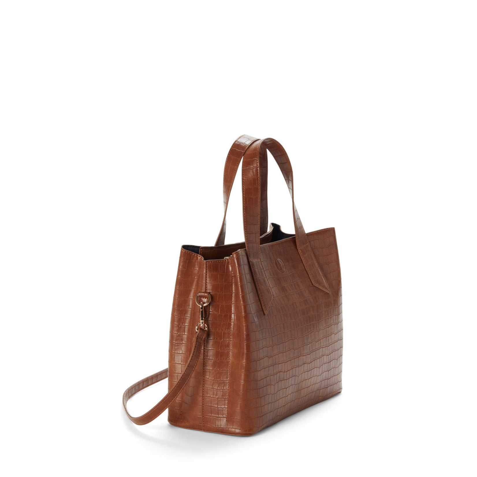 Handbag Croco Shoulder Tote - Cognac