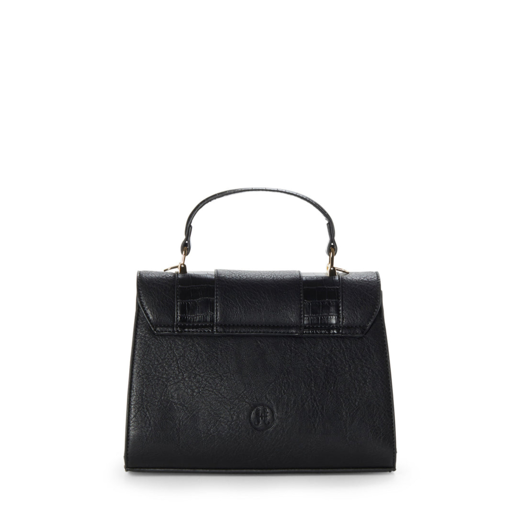 Handbag Croco Trim Satchel - Black