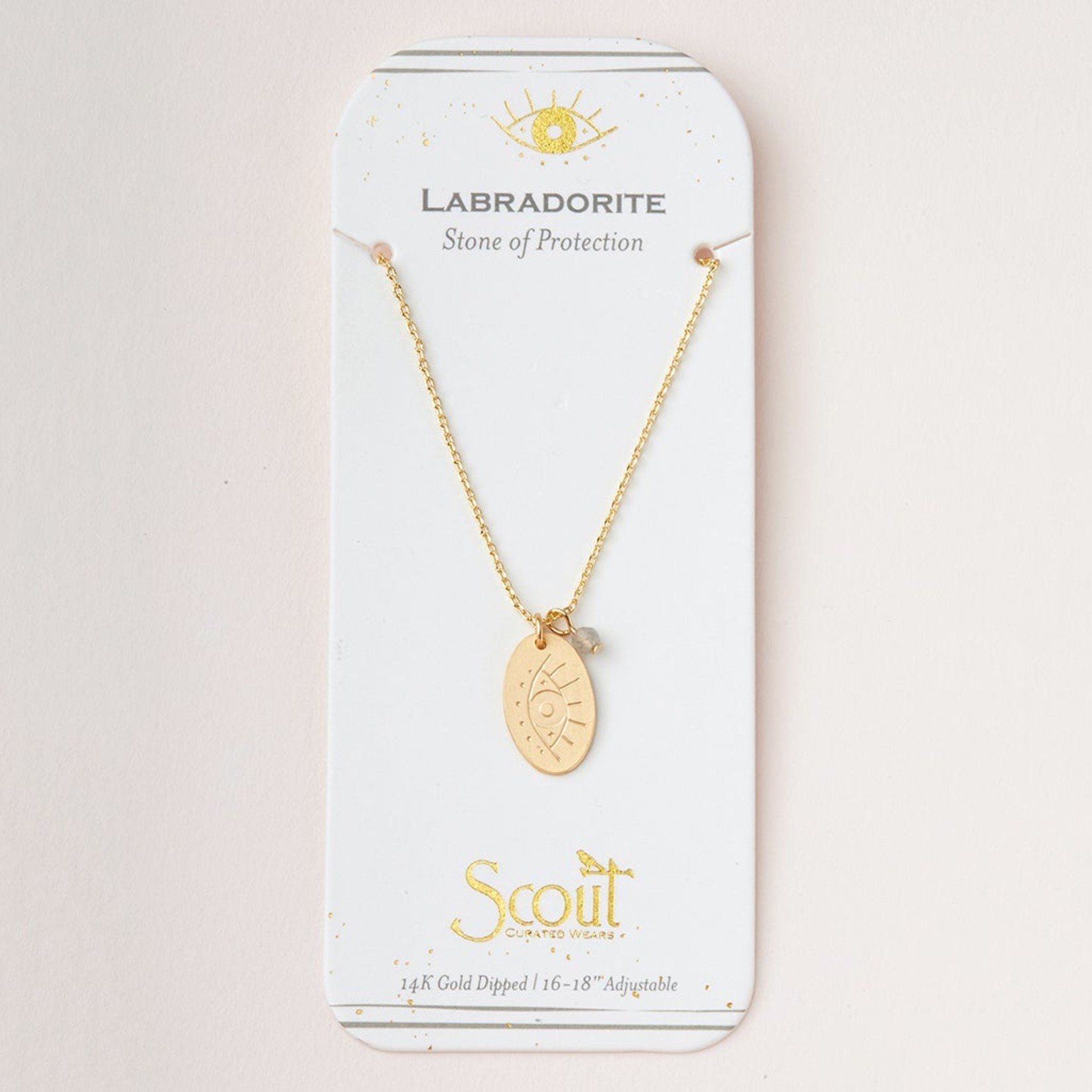 Gold & Labradorite Intention Charm Necklace