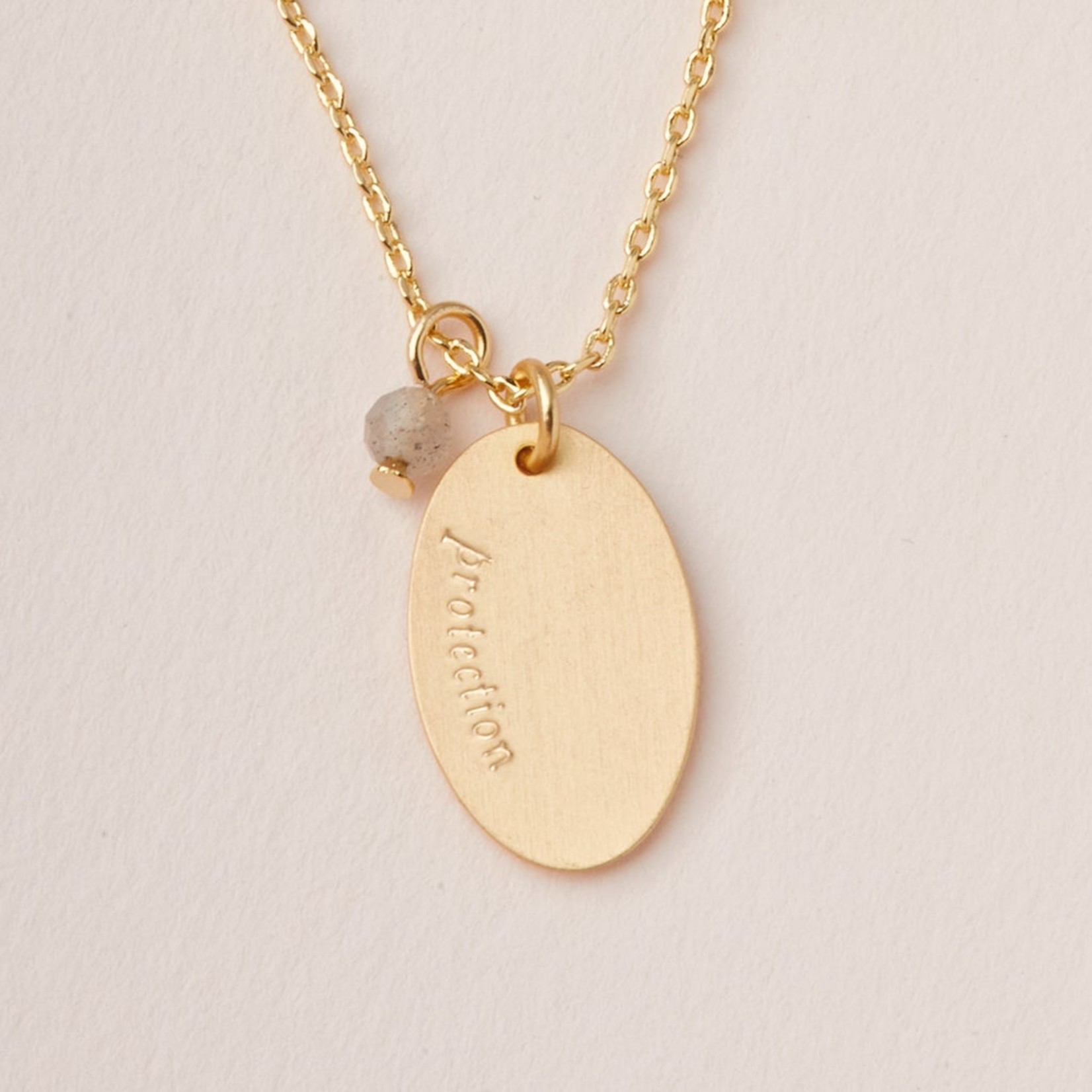Gold & Labradorite Intention Charm Necklace