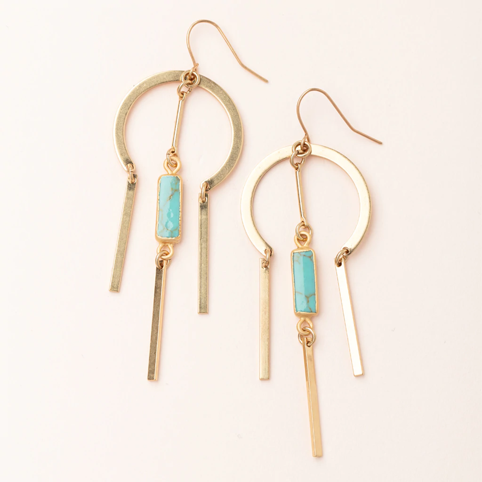 Dream Earrings Gold w Turquoise - Stone of the Sky