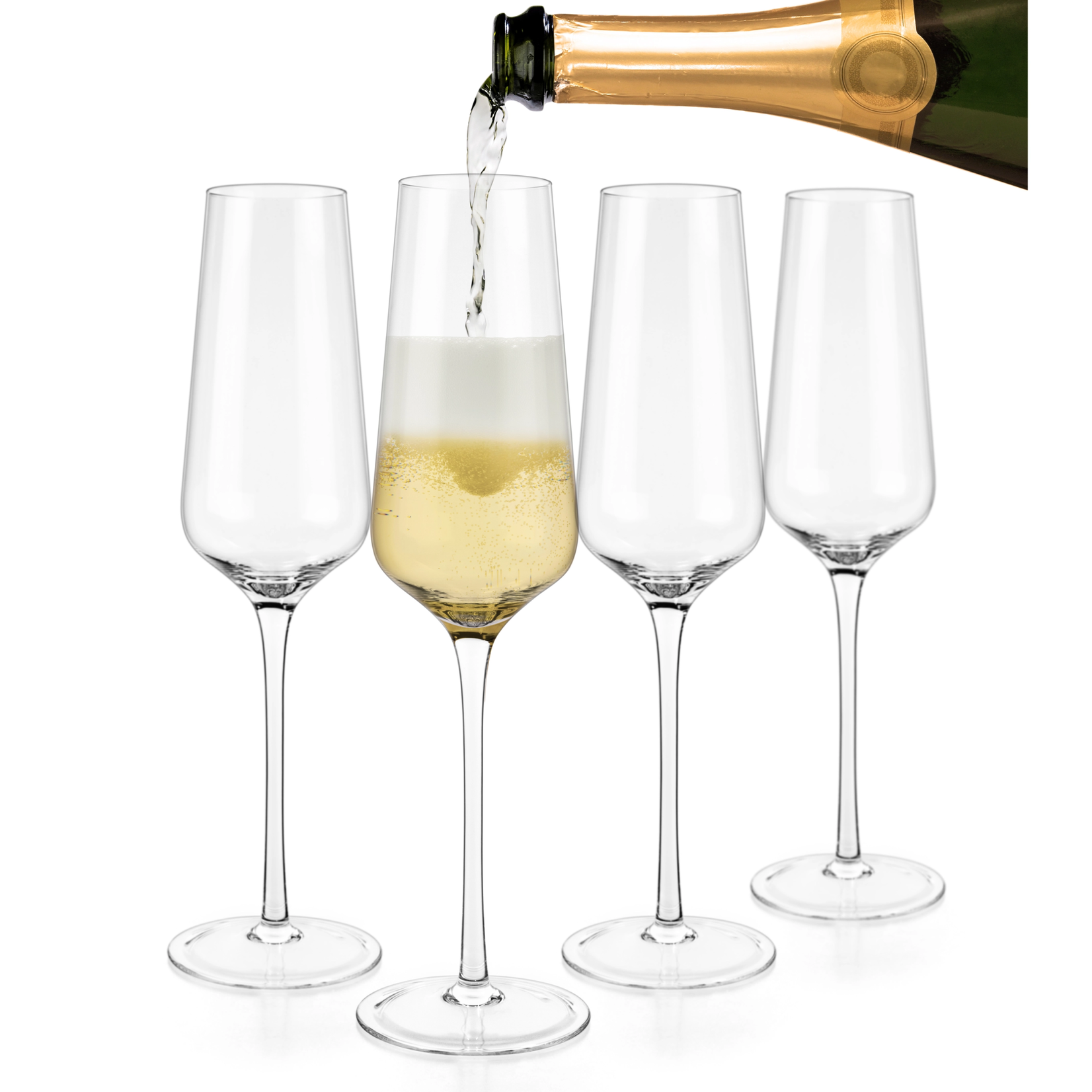 Crystal Glass Champagne Flutes  - Set of 4