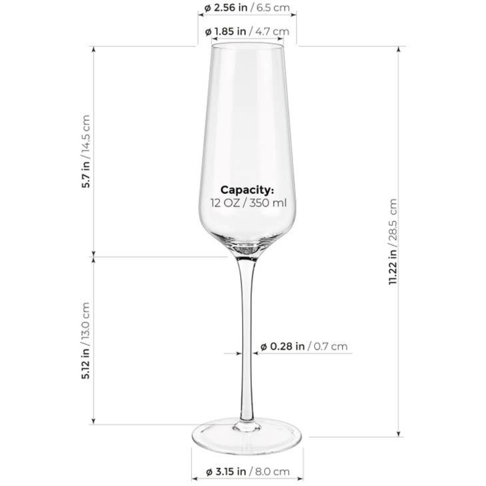 Crystal Glass Champagne Flutes  - Set of 4