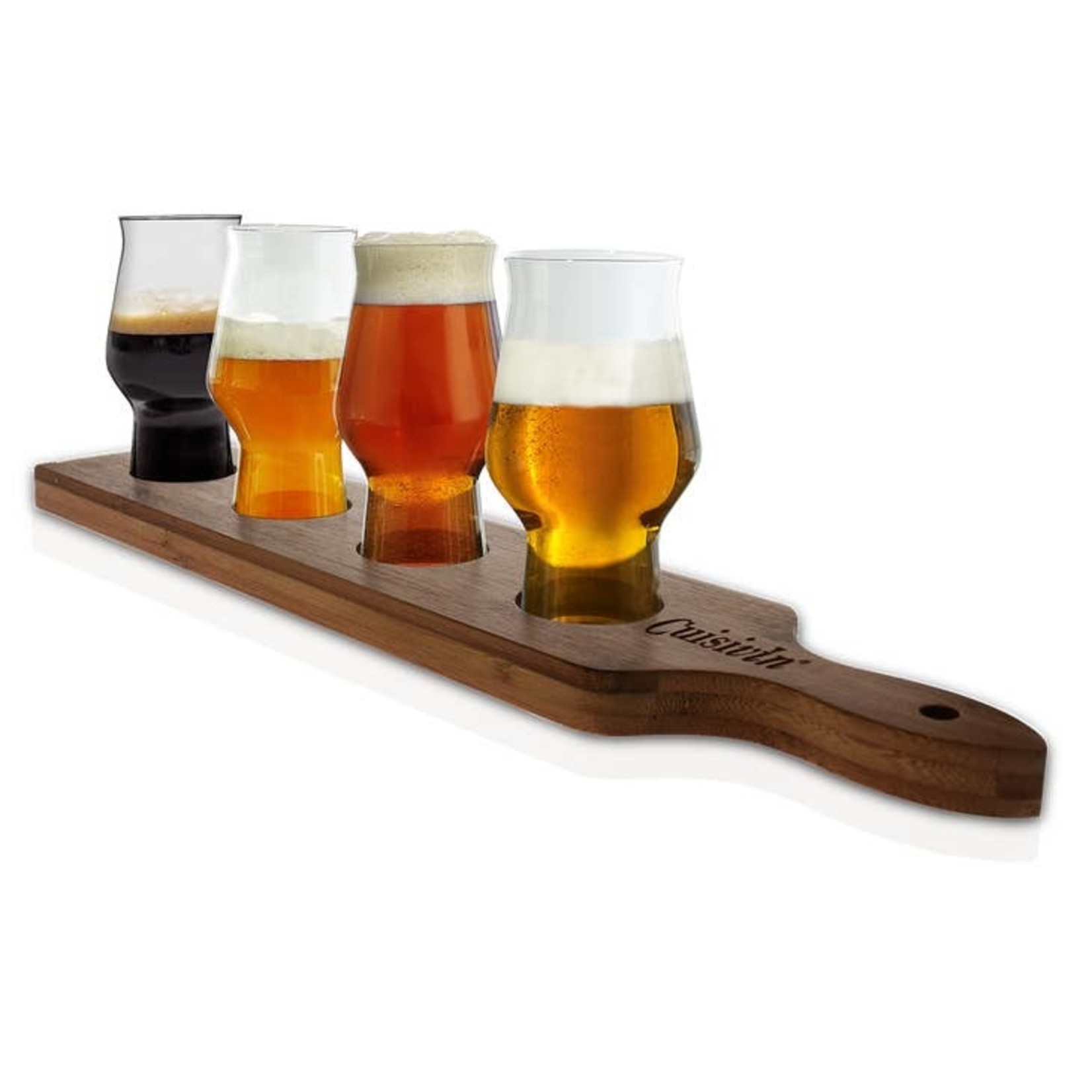 Beer Taster Flight Set w Bamboo Paddle