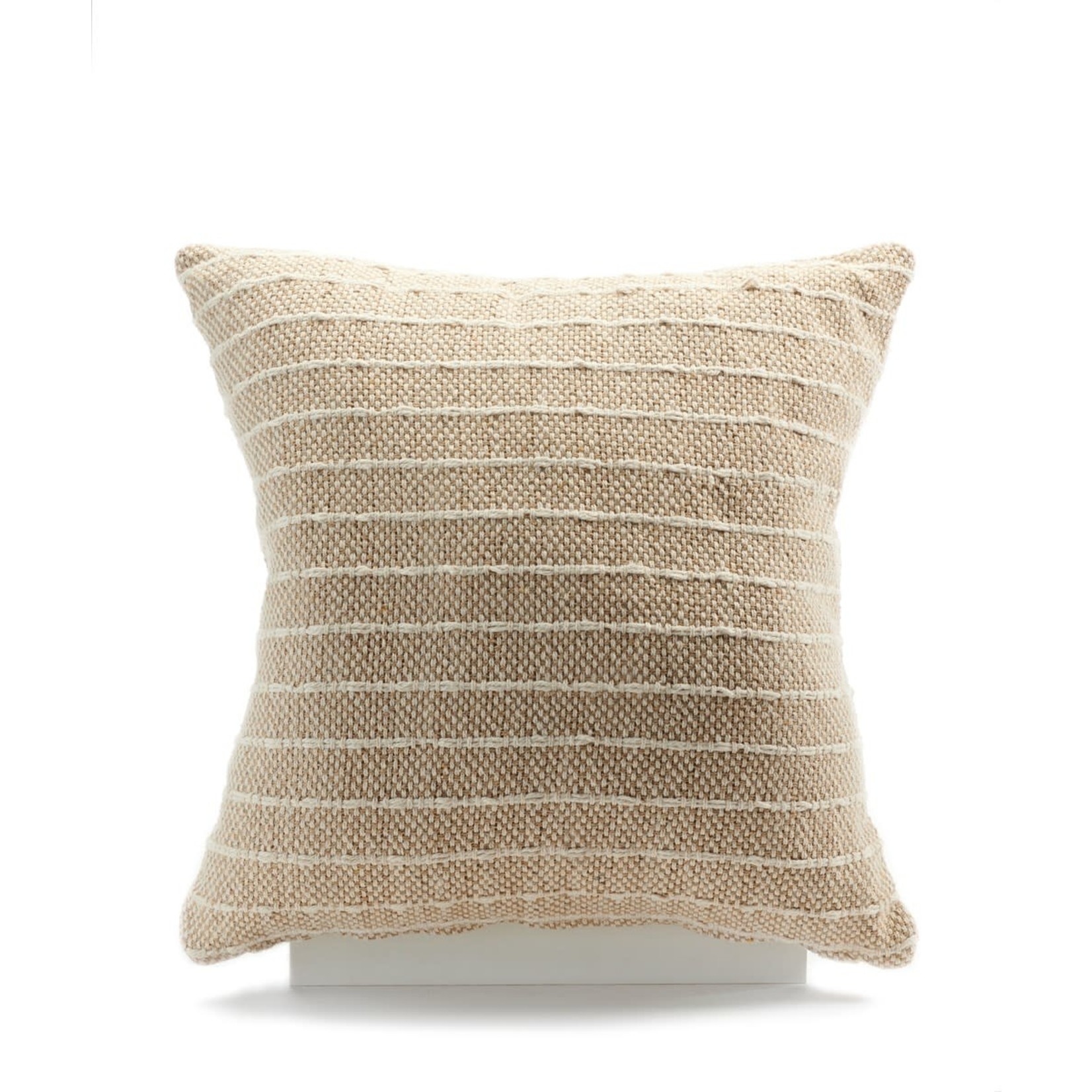 Handwoven Beige Pillow w Stripes