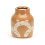 Small Ceramic Vase w Embossed Circle Design - Rust