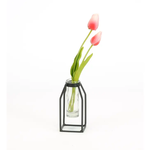 Black Metal Vase w Glass Tube - Small
