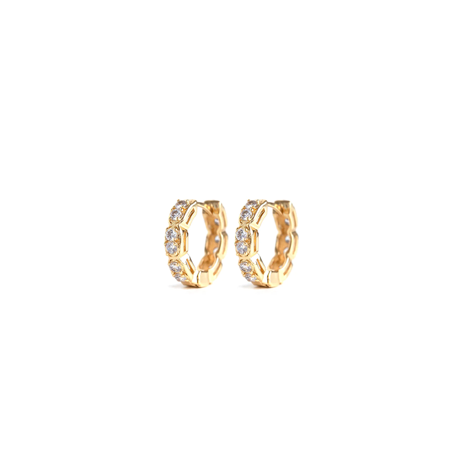 Earrings Gold Hoops w Cubic Zirconia Crystals