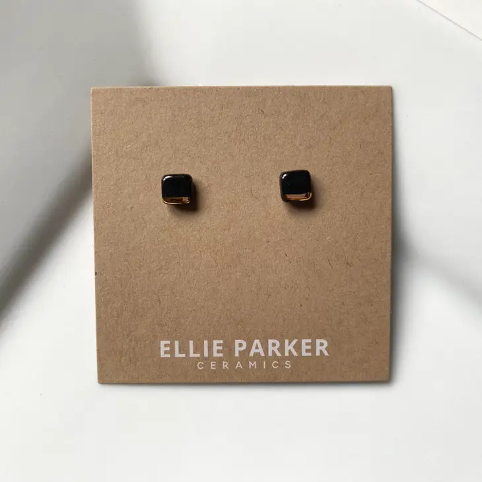 Black Ceramic Square Stud Earrings