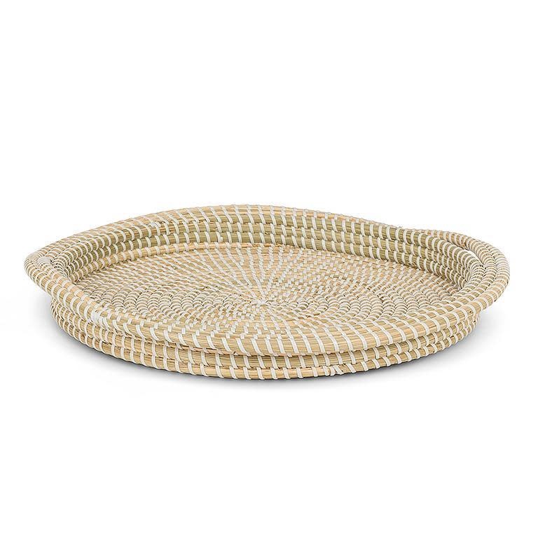 Round Seagrass Tray w Handles Copper Alley Gift Boutique