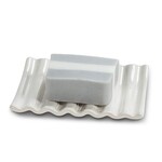 White Ridged Ceramic Soap Dish