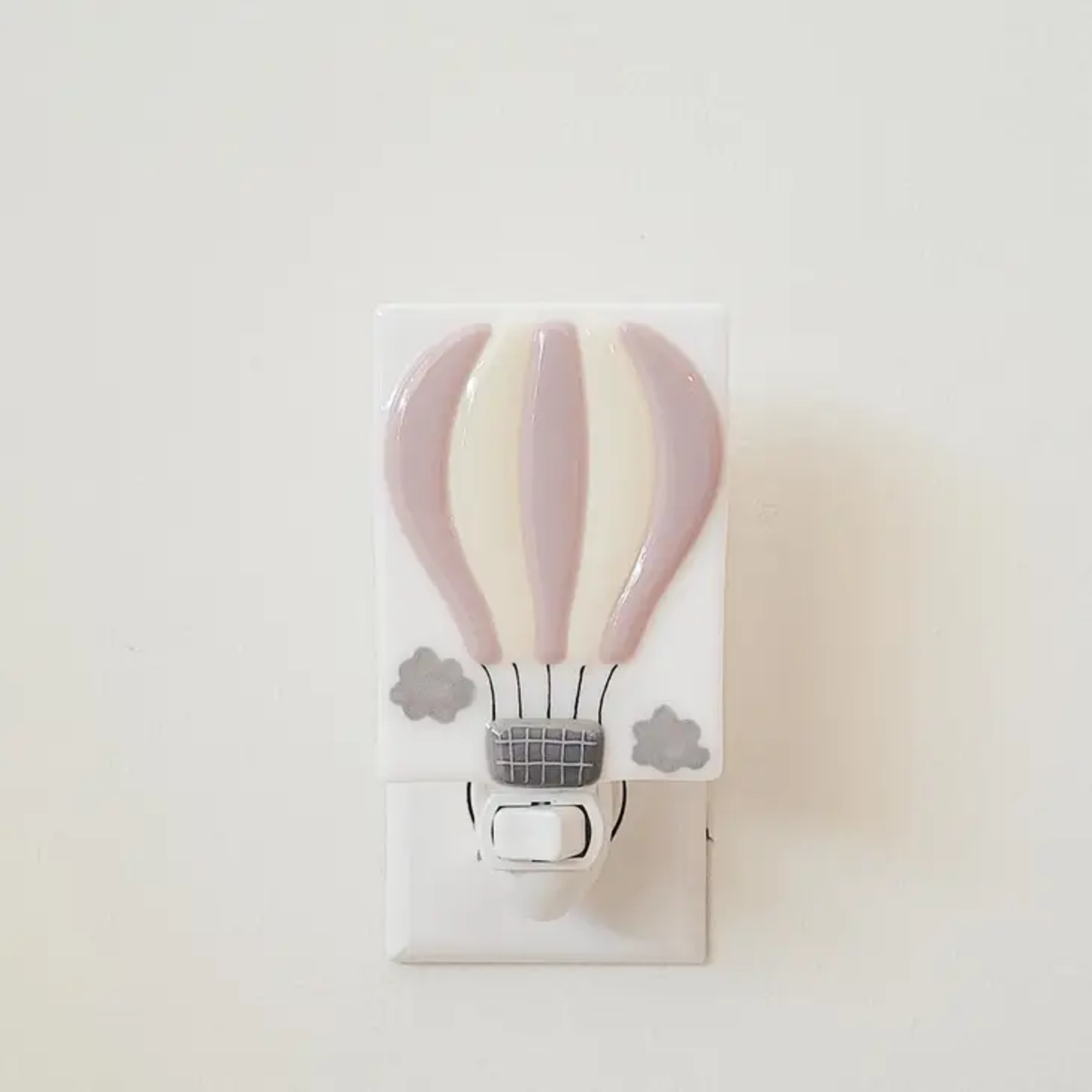 Fused Glass Pink Hot Air Balloon Night Light