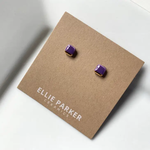 Purple Ceramic Square Stud Earrings