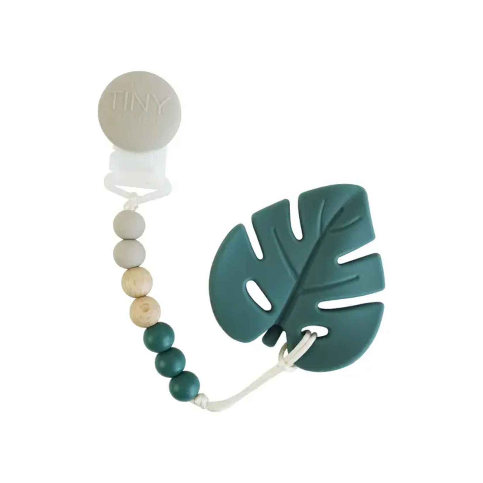 Pacifier Clip & Teether in One - Blue Leaf