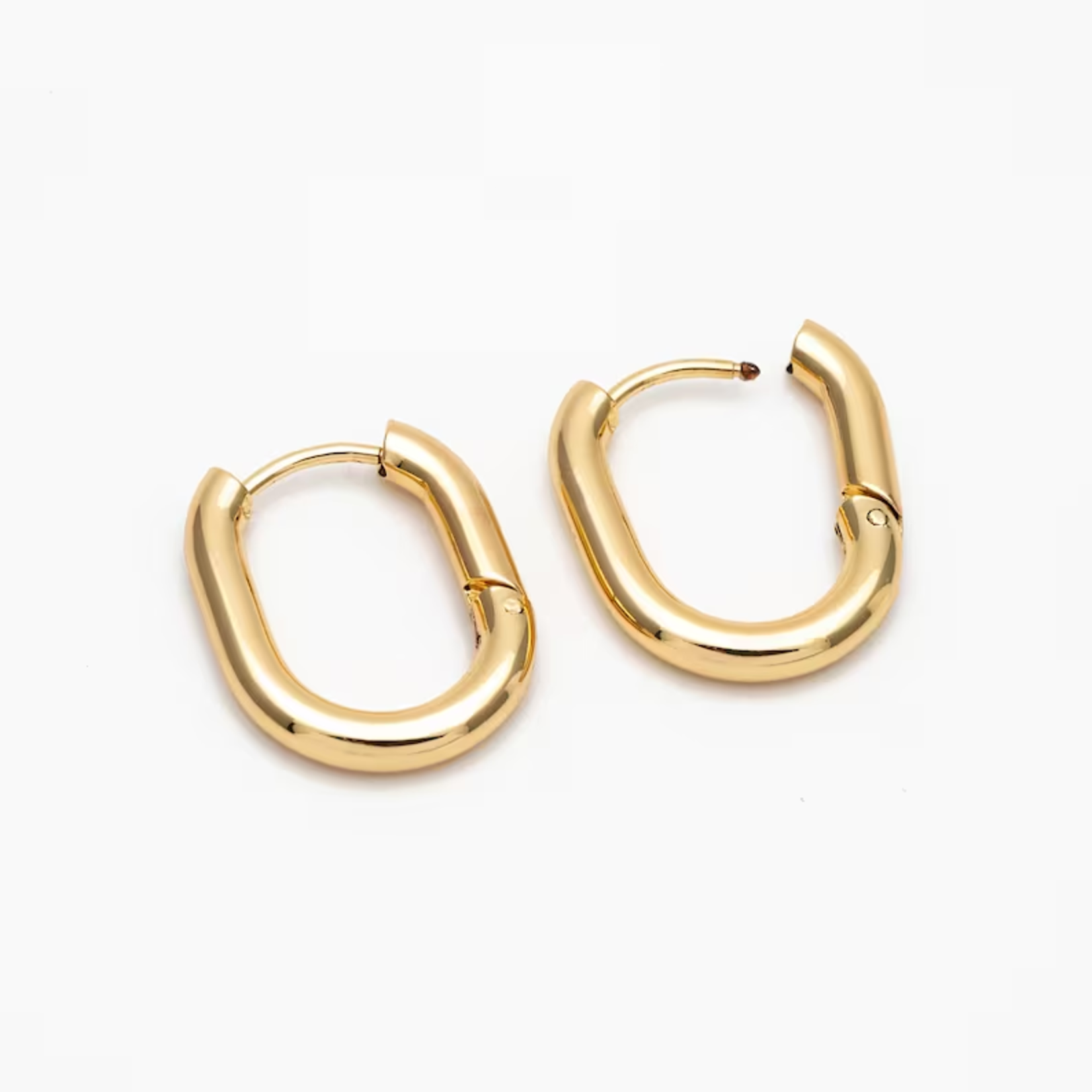 Gold Minimalist Oval Hoop Earrings