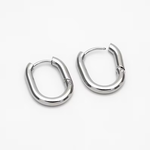 Silver Minimalist Oval Hoop Earrings