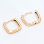 Gold Square Huggie Hoop Earrings