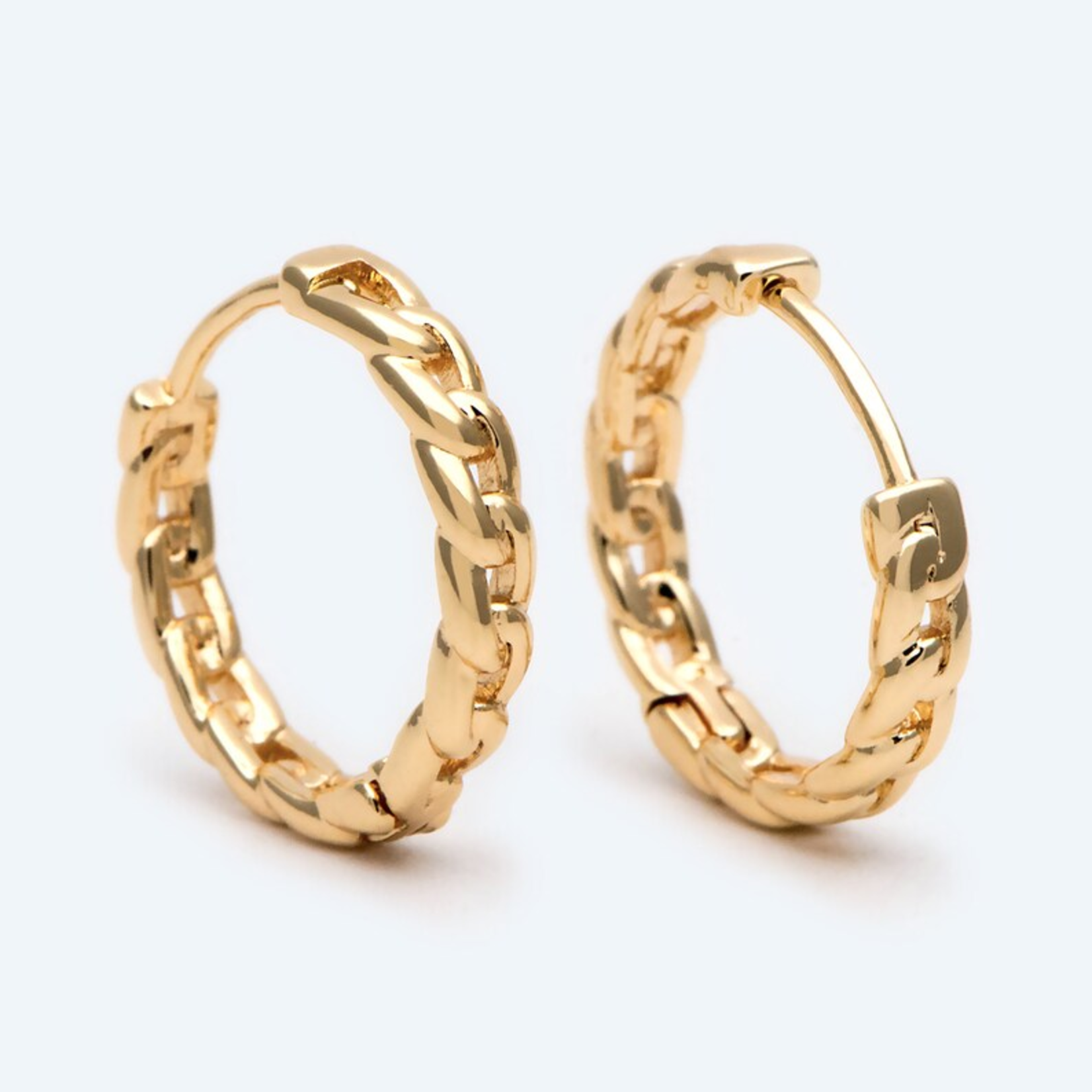 Gold Chain Huggie Hoop Earrings