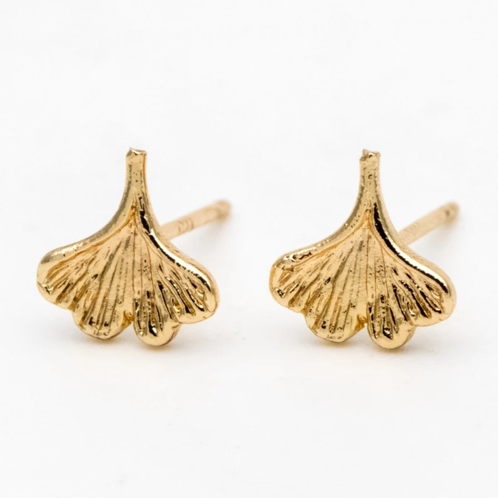 Gold Ginkgo Leaf Stud Earrings